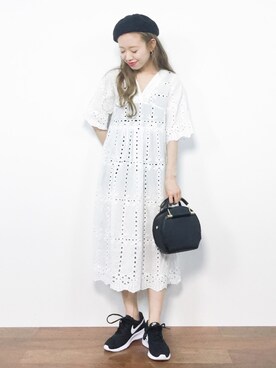 「Bab Bou Jeloud（バブブージュルード）のアイテム（ワンピース）」を使った、りっぴーさん（レディース・154cm）の夏コーディネート