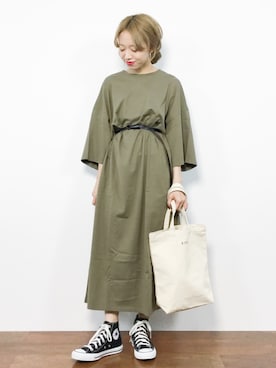 「JOURNAL STANDARD LUXE（ジャーナルスタンダード　ラックス）のアイテム（ワンピース/ドレス）」を使った、りっぴーさん（レディース・154cm）の夏コーディネート