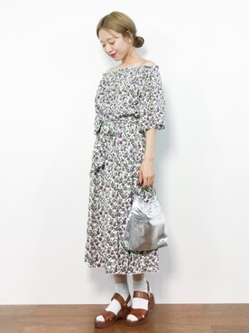 「Bab Bou Jeloud（バブブージュルード）のアイテム（ワンピース）」を使った、りっぴーさん（レディース・154cm）の夏コーディネート