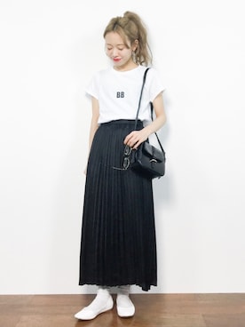 「Maison de Beige（メゾンドベージュ）のアイテム（Tシャツ/カットソー）」を使った、りっぴーさん（レディース・154cm）の夏コーディネート