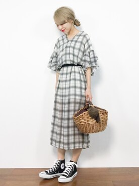 「kakatoo（カカトゥ）のアイテム」を使った、りっぴーさん（レディース・154cm）の夏コーディネート