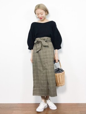 「JEANASIS（ジーナシス）のアイテム（かごバッグ）」を使った、りっぴーさん（レディース・154cm）の秋コーディネート