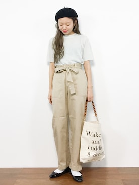 「Another Edition（アナザーエディション）の【展開店舗限定】チェーンショルダーロゴバッグ（ショルダーバッグ）」を使った、りっぴーさん（レディース・154cm）の秋コーディネート