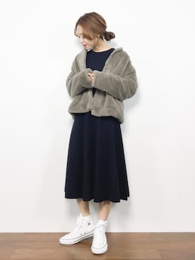 「select MOCA（セレクトモカ）のアイテム（ノーカラージャケット）」を使った、りっぴーさん（レディース・154cm）の秋コーディネート