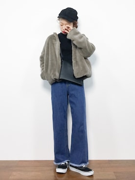 「select MOCA（セレクトモカ）のアイテム（ノーカラージャケット）」を使った、りっぴーさん（レディース・154cm）の秋コーディネート