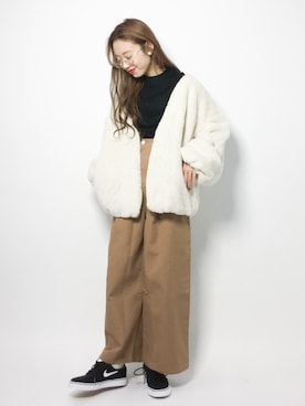 「ANAP（アナップ）のアイテム（ノーカラージャケット）」を使った、りっぴーさん（レディース・154cm）の秋コーディネート