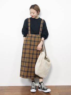 「chambre de charme（シャンブルドゥシャーム）のアイテム（スカート）」を使った、りっぴーさん（レディース・154cm）の秋コーディネート