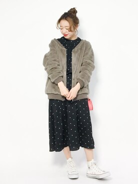 「n'OrLABEL（ノアールレーベル）のアイテム（ブルゾン）」を使った、りっぴーさん（レディース・154cm）の冬コーディネート