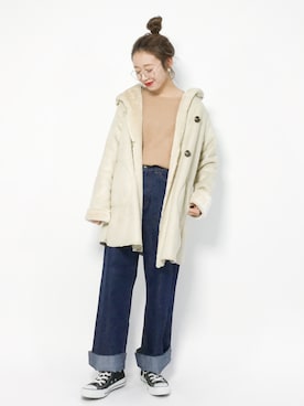 「coca（coca）（コカ）のアイテム（ジャケット/アウター）」を使った、りっぴーさん（レディース・154cm）の冬コーディネート