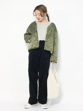 「CIAOPANIC TYPY（チャオパニックティピー）のアイテム（ノーカラージャケット）」を使った、りっぴーさん（レディース・154cm）の冬コーディネート
