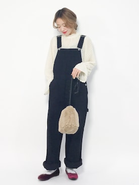 「BEAMS LIGHTS（ビームスライツ）のアイテム（オールインワン・サロペット）」を使った、りっぴーさん（レディース・154cm）の冬コーディネート