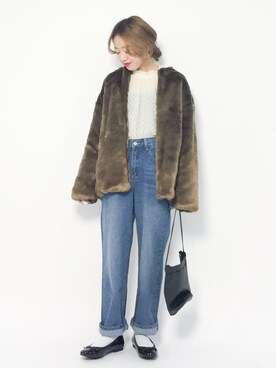 「KIFFE（キッフェ）のアイテム（ジャケット/アウター）」を使った、りっぴーさん（レディース・154cm）の冬コーディネート