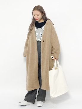 「coca（coca）（コカ）のアイテム（その他アウター）」を使った、りっぴーさん（レディース・154cm）の冬コーディネート
