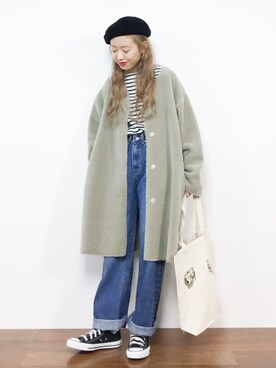 「JOURNAL STANDARD relume（ジャーナルスタンダード　レリューム）のアイテム（ムートンコート）」を使った、りっぴーさん（レディース・154cm）の冬コーディネート