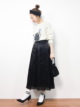 「chambre de charme（シャンブルドゥシャーム）のアイテム（トップス）」を使った、りっぴーさん（レディース・154cm）の冬コーディネート