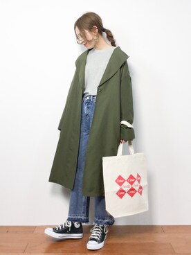 「SpRay（スプレイ）のアイテム（トレンチコート）」を使った、りっぴーさん（レディース・154cm）の冬コーディネート