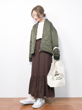 「ENVYM（アンビー）のアイテム（ブルゾン）」を使った、りっぴーさん（レディース・154cm）の冬コーディネート