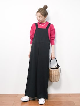 「ROSE BUD（ローズバッド）のアイテム（つなぎ/オールインワン）」を使った、りっぴーさん（レディース・154cm）の冬コーディネート