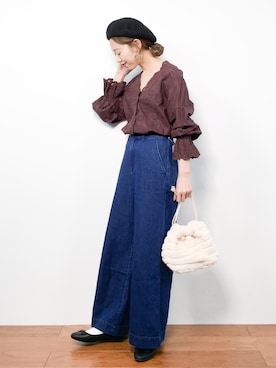 「LEPSIM（レプシィム）のアイテム（ハンチング/ベレー帽）」を使った、りっぴーさん（レディース・154cm）の冬コーディネート