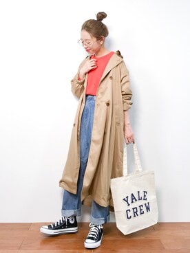 「haco!（ハコ）のアイテム（トレンチコート）」を使った、りっぴーさん（レディース・154cm）の冬コーディネート
