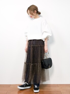 「KBF+（ケービーエフプラス）のアイテム（ハンドバッグ）」を使った、りっぴーさん（レディース・154cm）の春コーディネート