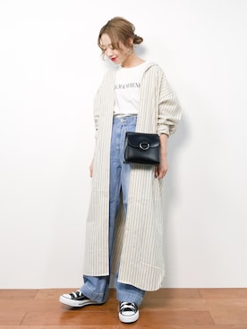 「URBAN RESEARCH DOORS（アーバンリサーチドアーズ）のデニムワイドパンツ（デニムパンツ）」を使った、りっぴーさん（レディース・154cm）の春コーディネート