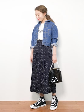 「TITTY&CO.（ティティーアンドコー）のアイテム（ジャケット/アウター）」を使った、りっぴーさん（レディース・154cm）の春コーディネート
