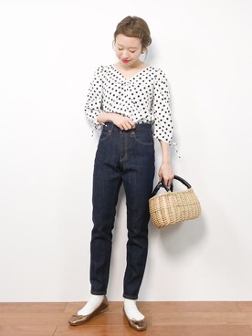 「EDIT COLOGNE（エディットコロン）のアイテム（トップス）」を使った、りっぴーさん（レディース・154cm）の春コーディネート