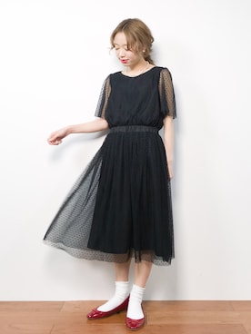 「シロップ．（シロップ．）のアイテム」を使った、りっぴーさん（レディース・154cm）の春コーディネート
