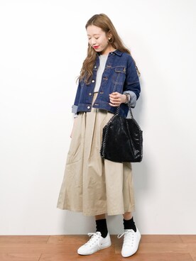 「URBAN RESEARCH ROSSO WOMEN（アーバンリサーチ　ロッソ）のアイテム（デニムジャケット）」を使った、りっぴーさん（レディース・154cm）の春コーディネート