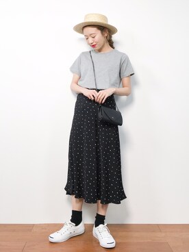 「ISOOK（アイスー）のアイテム（スカート）」を使った、りっぴーさん（レディース・154cm）の春コーディネート