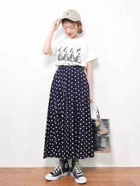 「PAR ICI（パーリッシィ）のアイテム（帽子）」を使った、りっぴーさん（レディース・154cm）の春コーディネート