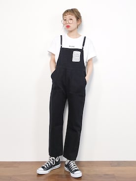 「select MOCA（セレクトモカ）のアイテム（つなぎ/オールインワン）」を使った、りっぴーさん（レディース・154cm）の春コーディネート
