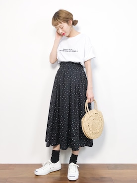 「JEANASIS（ジーナシス）のアイテム（かごバッグ）」を使った、りっぴーさん（レディース・154cm）の春コーディネート