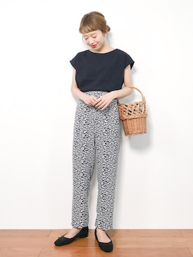 「Casselini（キャセリーニ）のアイテム（かごバッグ）」を使った、りっぴーさん（レディース・154cm）の夏コーディネート