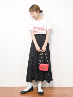 「ISOOK（アイスー）のアイテム（スカート）」を使った、りっぴーさん（レディース・154cm）の夏コーディネート