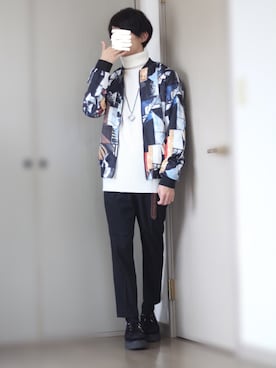 「CASPER JOHN（キャスパージョン）のアイテム（MA-1）」を使った、Nsさん（メンズ・166cm）の冬コーディネート