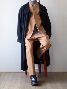 「ハイネックニット」｜「アイテム（ブルゾン）」を使った、Nsさん（メンズ・166cm）の冬コーディネート