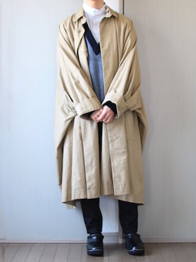 「ベージュコート」｜「アイテム（その他アウター）」を使った、Nsさん（メンズ・166cm）の冬コーディネート