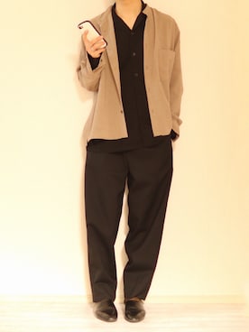 「ノーカラーシャツ」｜「アイテム（スリッポン）」を使った、Nsさん（メンズ・166cm）の春コーディネート