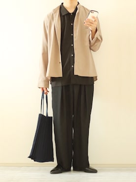 「ノーカラーシャツ」｜「アイテム（スリッポン）」を使った、Nsさん（メンズ・166cm）の春コーディネート