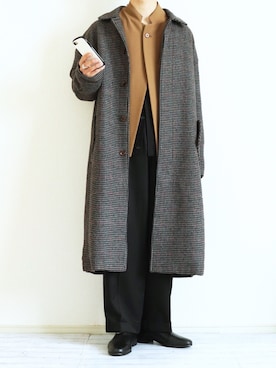 「FUDGE」｜「アイテム（ステンカラーコート）」を使った、Nsさん（メンズ・166cm）の冬コーディネート