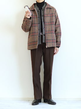 「ハイネックニット」｜「アイテム（ブルゾン）」を使った、Nsさん（メンズ・166cm）の冬コーディネート