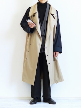 「ダブルジャケット」｜「アイテム（トレンチコート）」を使った、Nsさん（メンズ・166cm）の冬コーディネート