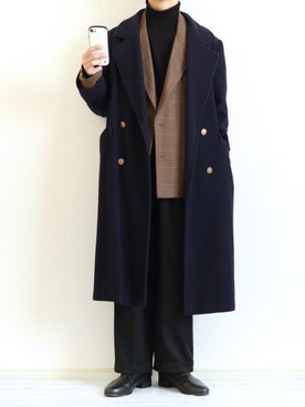 「ワイドスラックス」｜「アイテム（チェスターコート）」を使った、Nsさん（メンズ・166cm）の冬コーディネート