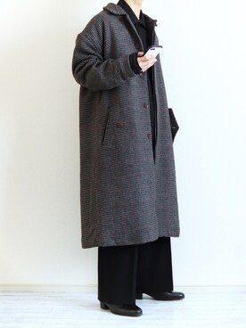 「ワイドスラックス」｜「アイテム（ステンカラーコート）」を使った、Nsさん（メンズ・166cm）の冬コーディネート