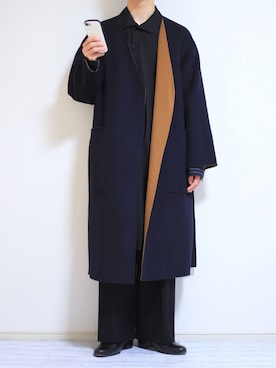 「リバーシブル」｜「アイテム（チェスターコート）」を使った、Nsさん（メンズ・166cm）の冬コーディネート
