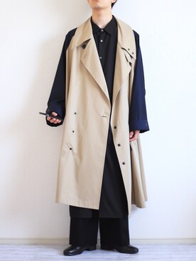 「ワイドスラックス」｜「アイテム（トレンチコート）」を使った、Nsさん（メンズ・166cm）の春コーディネート