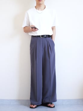 「低身長」｜「アイテム（ビーチサンダル）」を使った、Nsさん（メンズ・166cm）の夏コーディネート