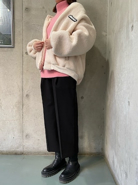 「me+em select（ミームセレクト）のアイテム（その他アウター）」を使った、doka7474さん（レディース・168cm）の冬コーディネート